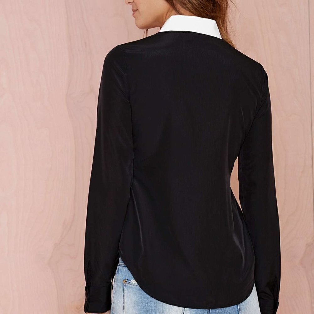 Nasty Gal Back in Black Tie shirt S - Picture 13 of 13